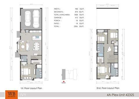 Floor plan for 4 beds, 3.5 baths, 1871 sqft
